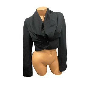 NWT Arden B Black Crop Top Jacket Crpd Wool Jkt W/P‎ XS $138 Button Back Blazer